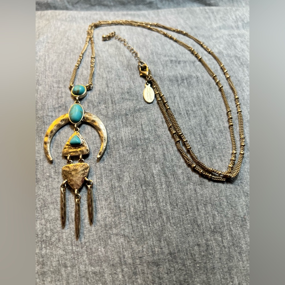Gold and Turquoise Pendant Necklace